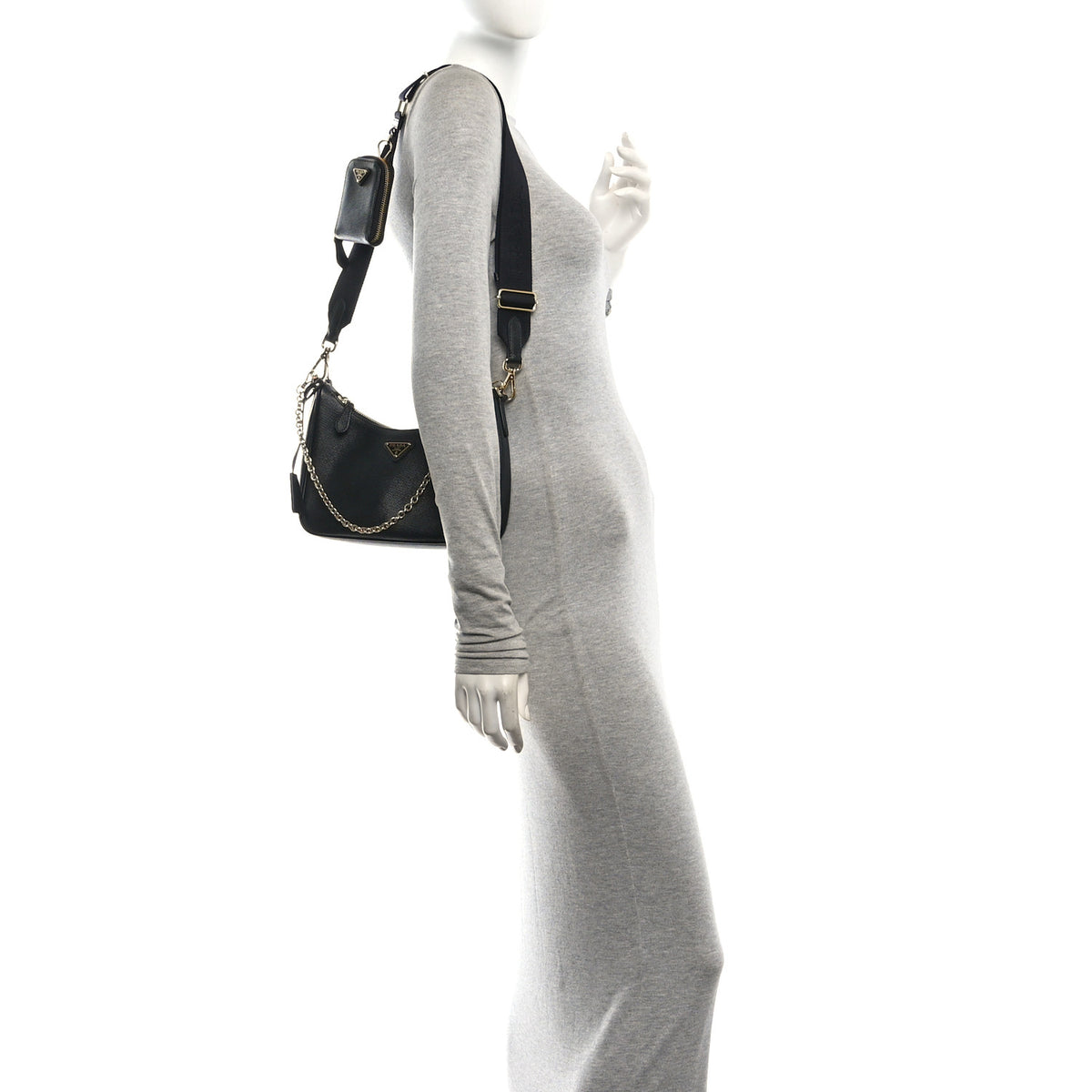Prada Saffiano Lux Re-Edition 2005 Shoulder Bag Black 2 of 9