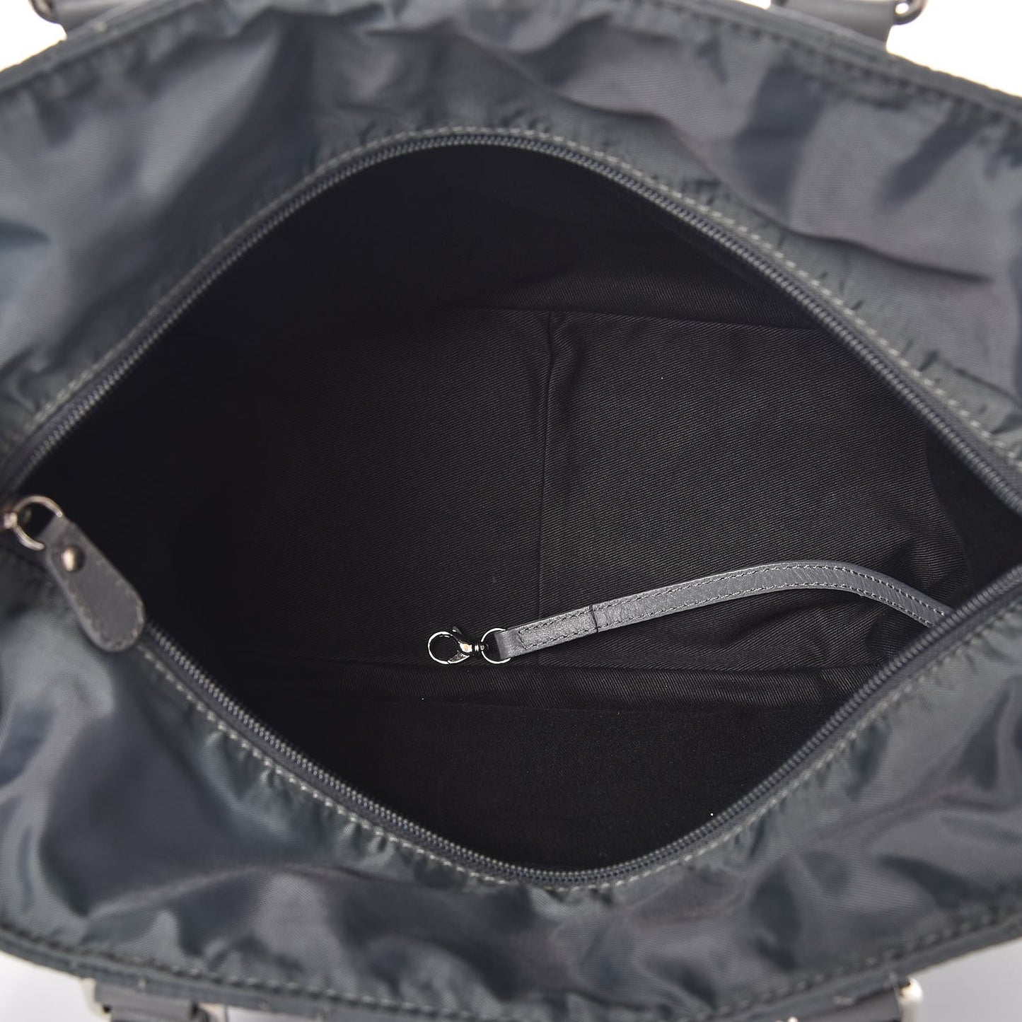 Nylon Calfskin Paris New York Tote Bag Grey