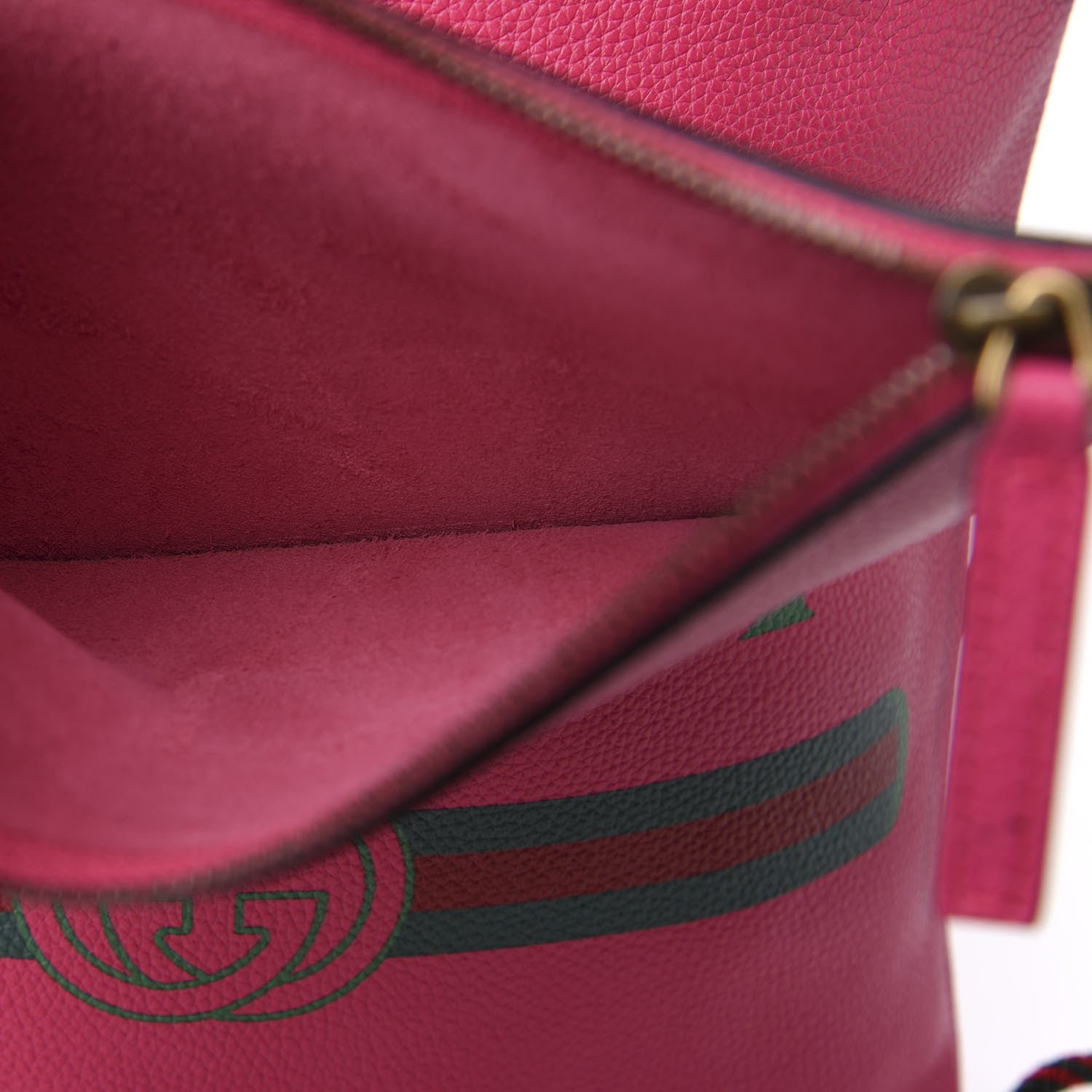 Gucci Grained Calfskin Logo Drawstring Backpack Box Pink Green Black 6 of 12