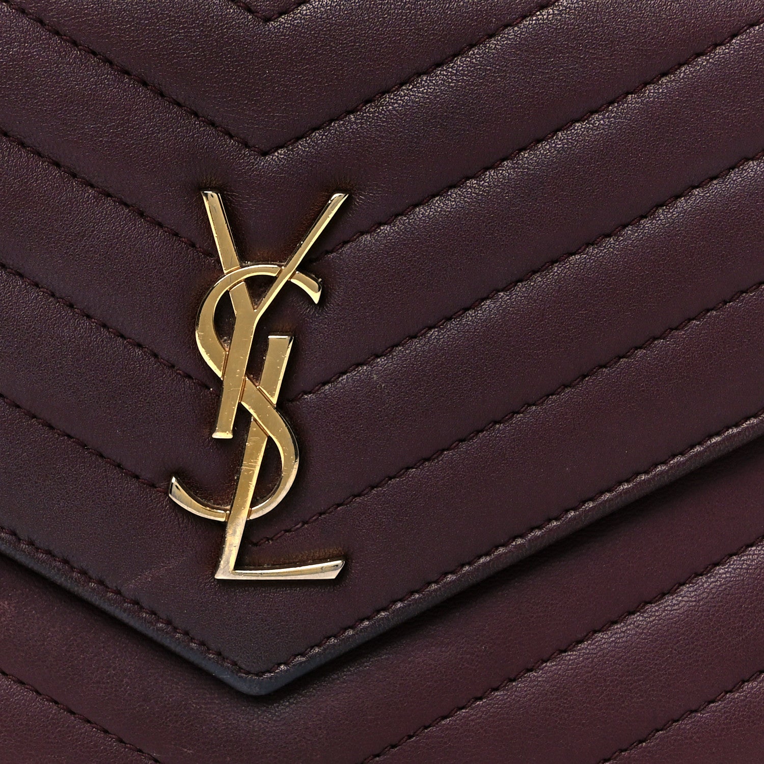 Saint Laurent Calfskin Matelasse Chevron Monogram Envelope Chain Wallet Rouge Legion 8 of 11
