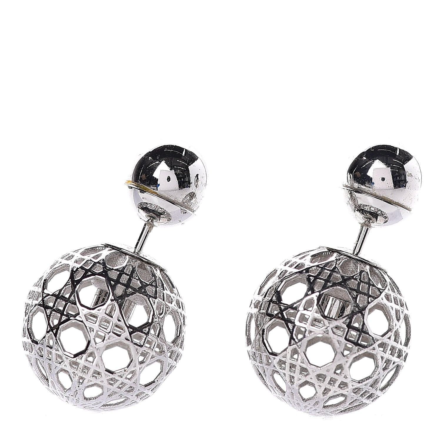 Christian Dior Cannage Mise En Dior Tribal Earrings Silver 1 of 4