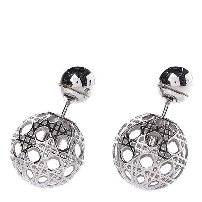Christian Dior Cannage Mise En Dior Tribal Earrings Silver 1 of 4