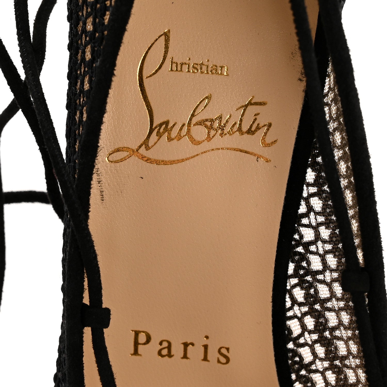 Christian Louboutin Rete Dentelle Chenette Peropik 100 Lace Up Pumps 37 Version Black 8 of 9