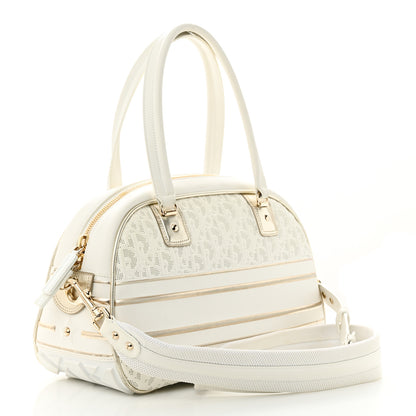 Christian Dior Perforated Calfskin Medium Dior Vibe Classic Bowling Bag White Gold 3 of 15
