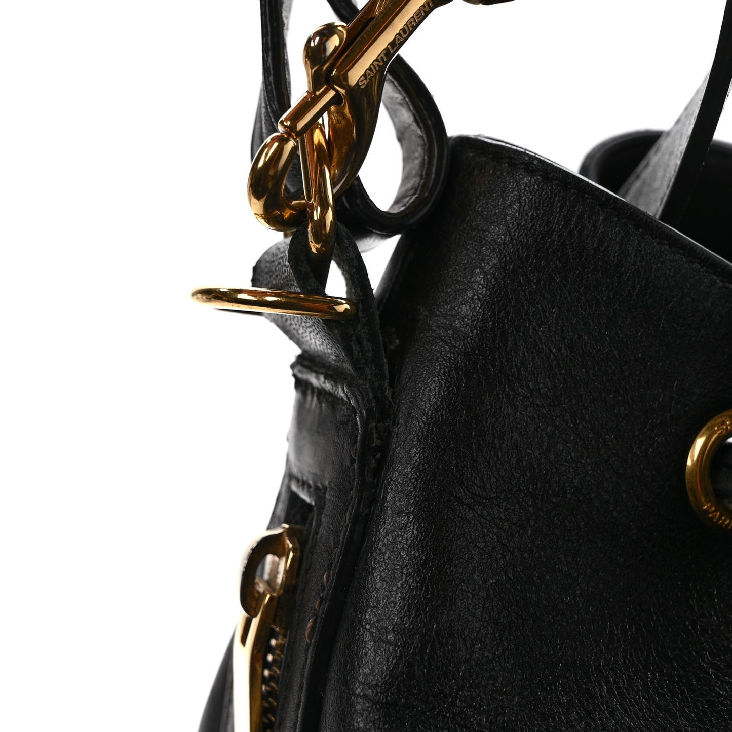 Calfskin Large Emmanuelle Bucket Bag Black