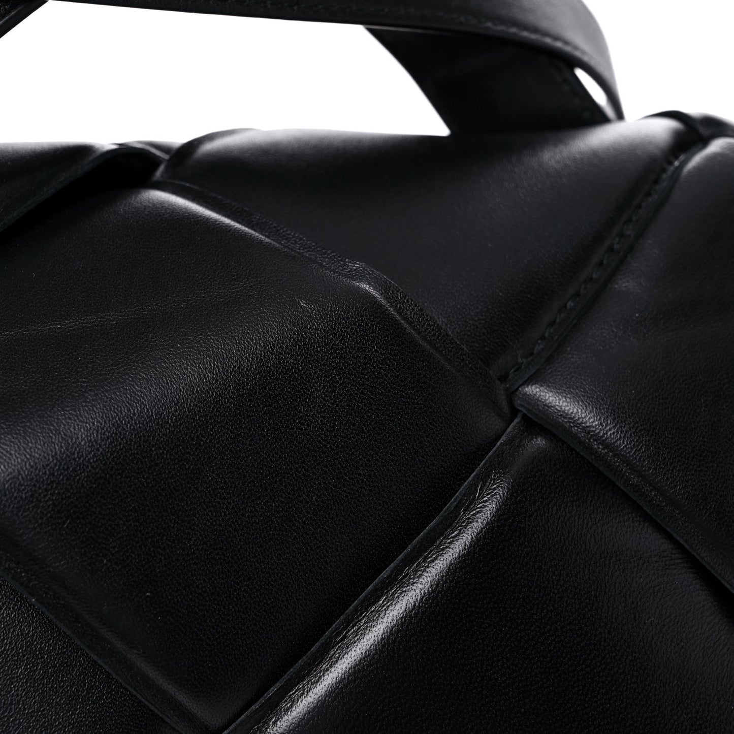 Nappa Intreccio Padded Top Handle Shoulder Bag Black