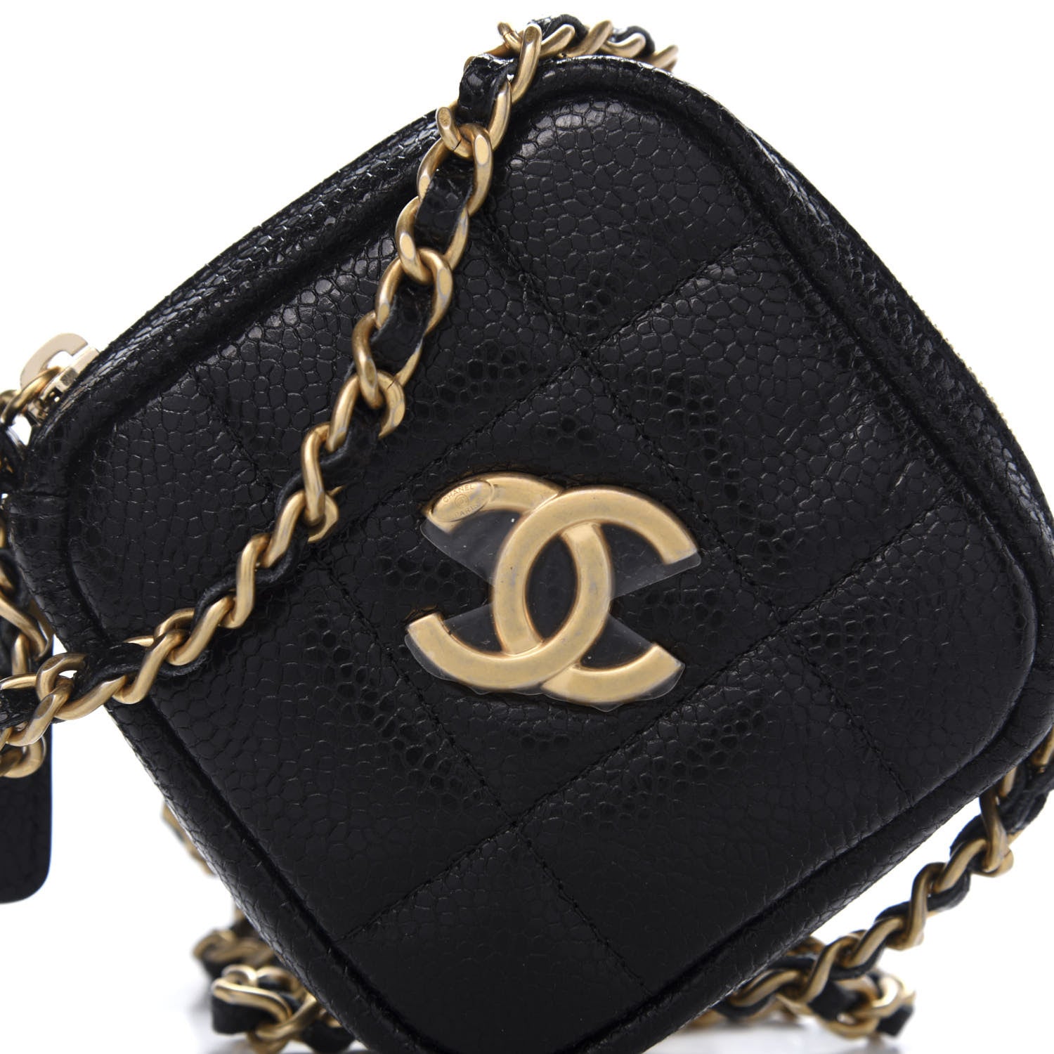Chanel Caviar Quilted Diamond Coin Purse With Chain Black 10 of 11
