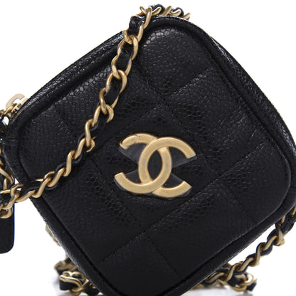 Chanel Caviar Quilted Diamond Coin Purse With Chain Black 10 of 11