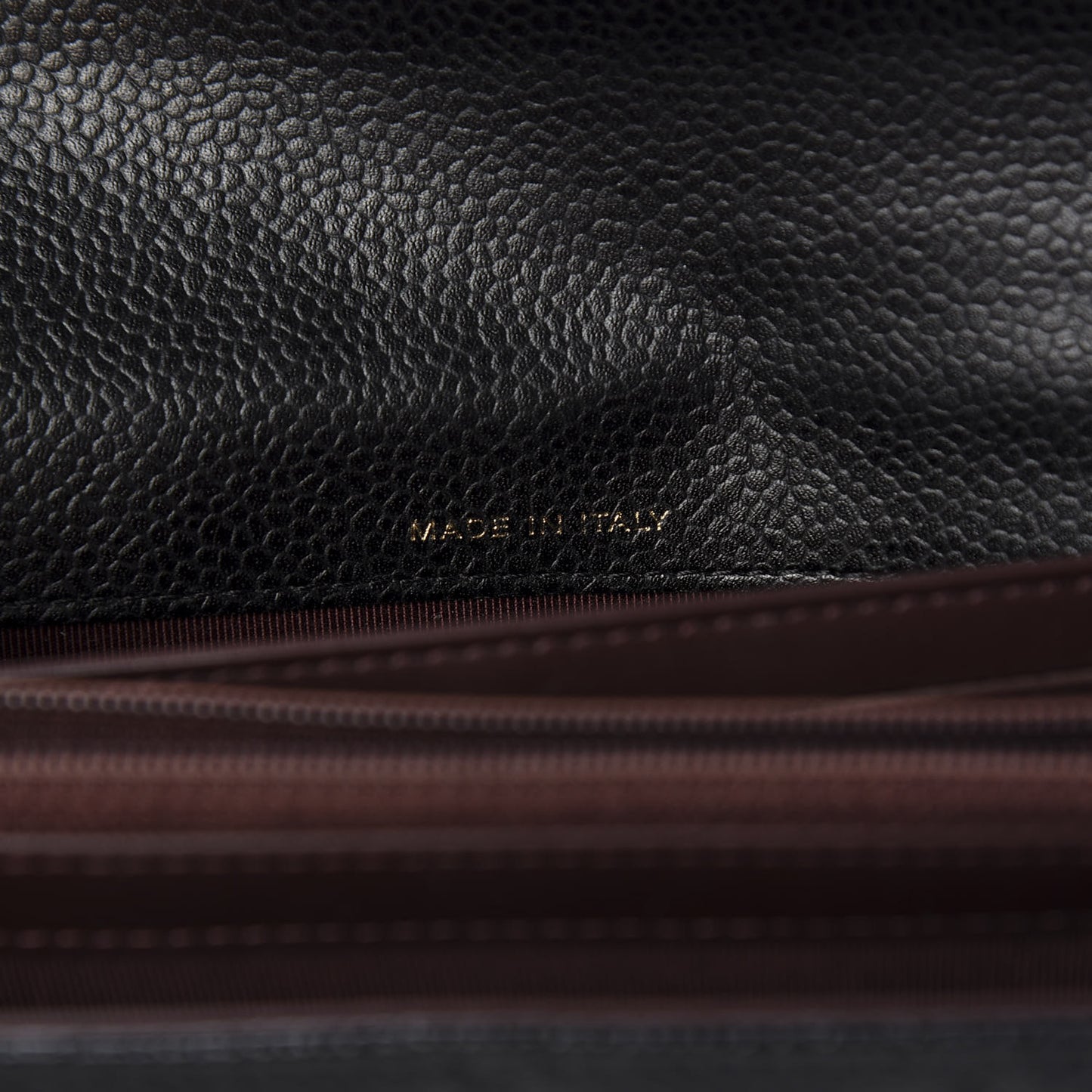 Caviar Quilted Large Gusset Flap Wallet Black