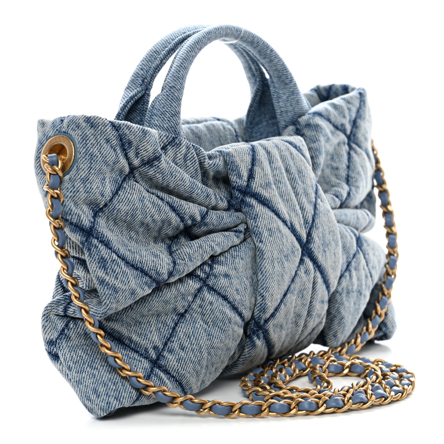 Chanel Washed Denim Quilted Mini Bow Bag Blue 3 of 10