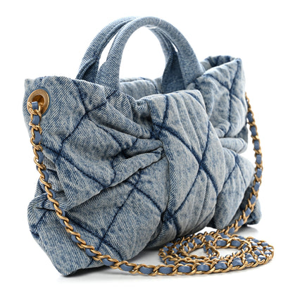 Chanel Washed Denim Quilted Mini Bow Bag Blue 3 of 10