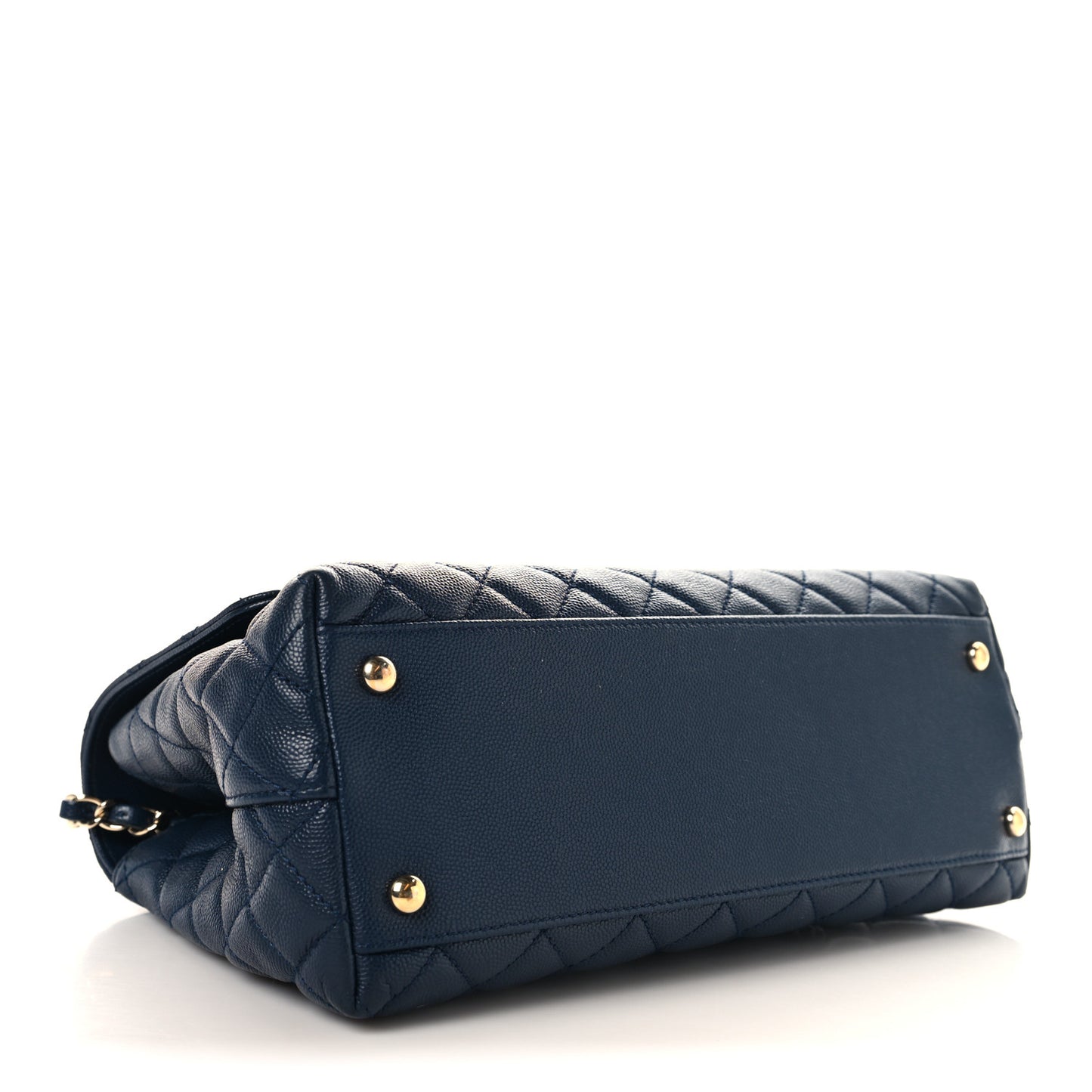 Caviar Lizard Embossed Quilted Small Coco Handle Flap Navy Blue
