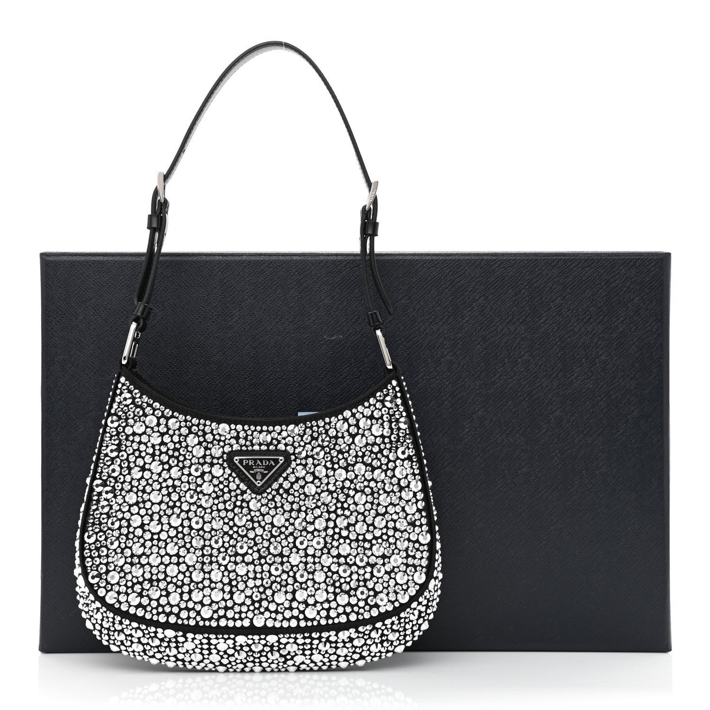 Satin Crystal Cleo Adjustable Strap Shoulder Bag Metal