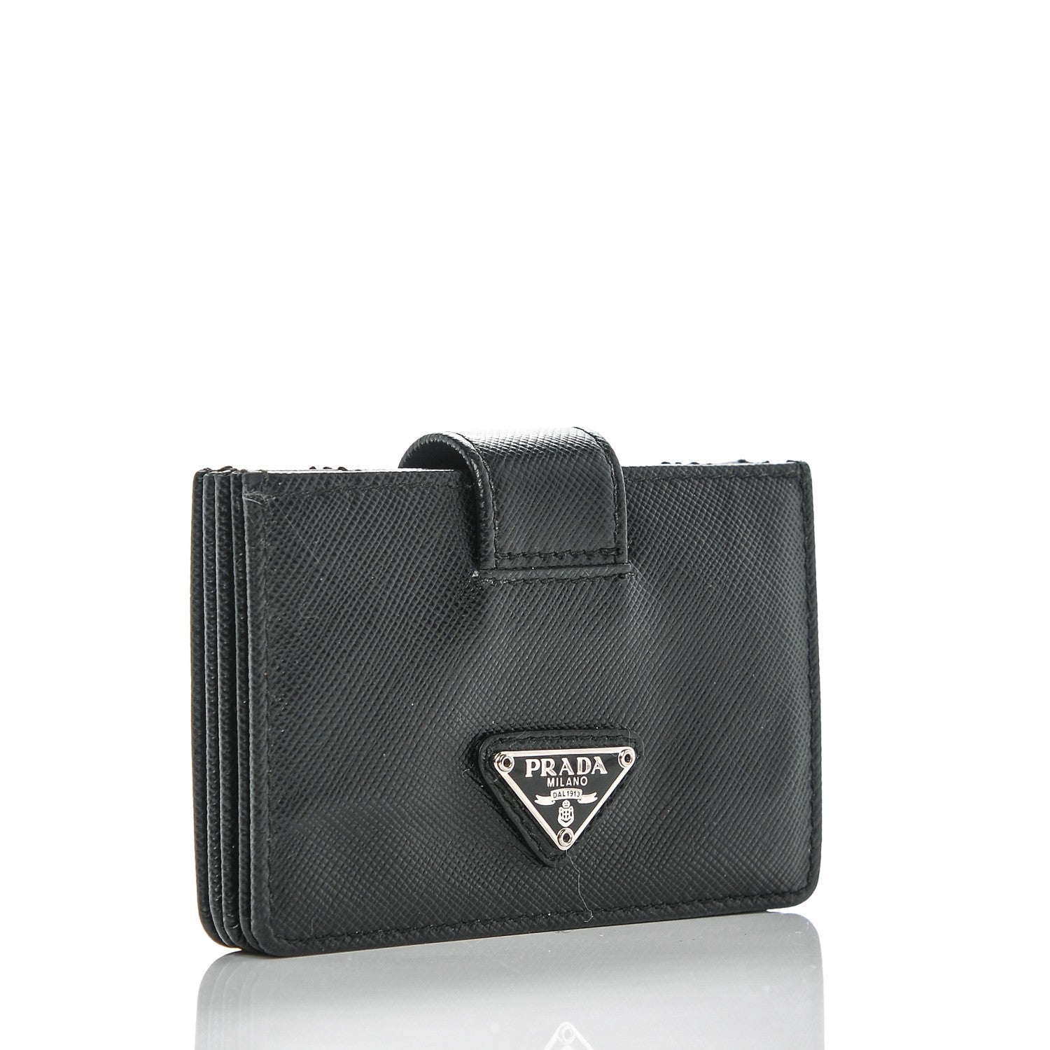 Prada Saffiano Oro Gusseted Card Holder Black 3 of 6