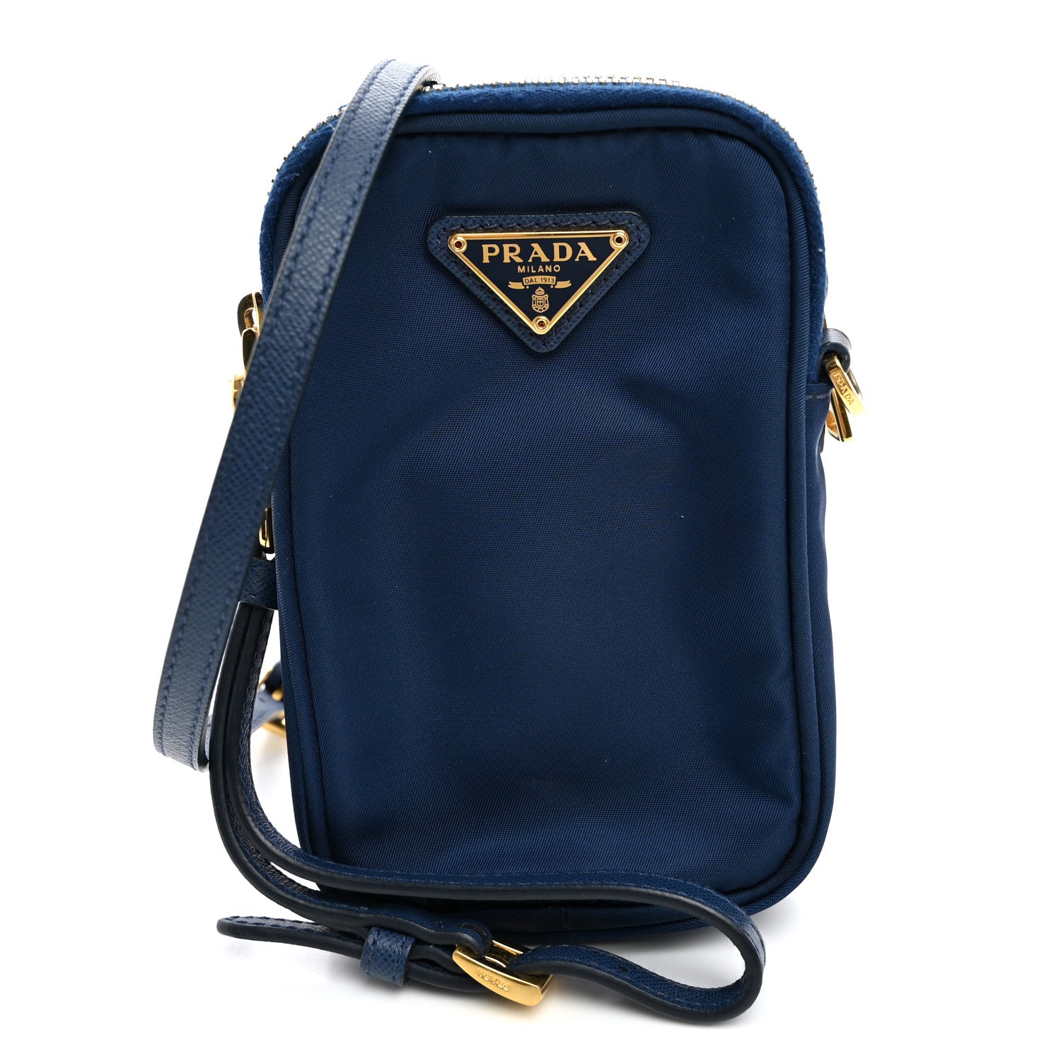 Prada Tessuto Nylon Double Zip Phone Case Crossbody Bag Royal 1 of 11