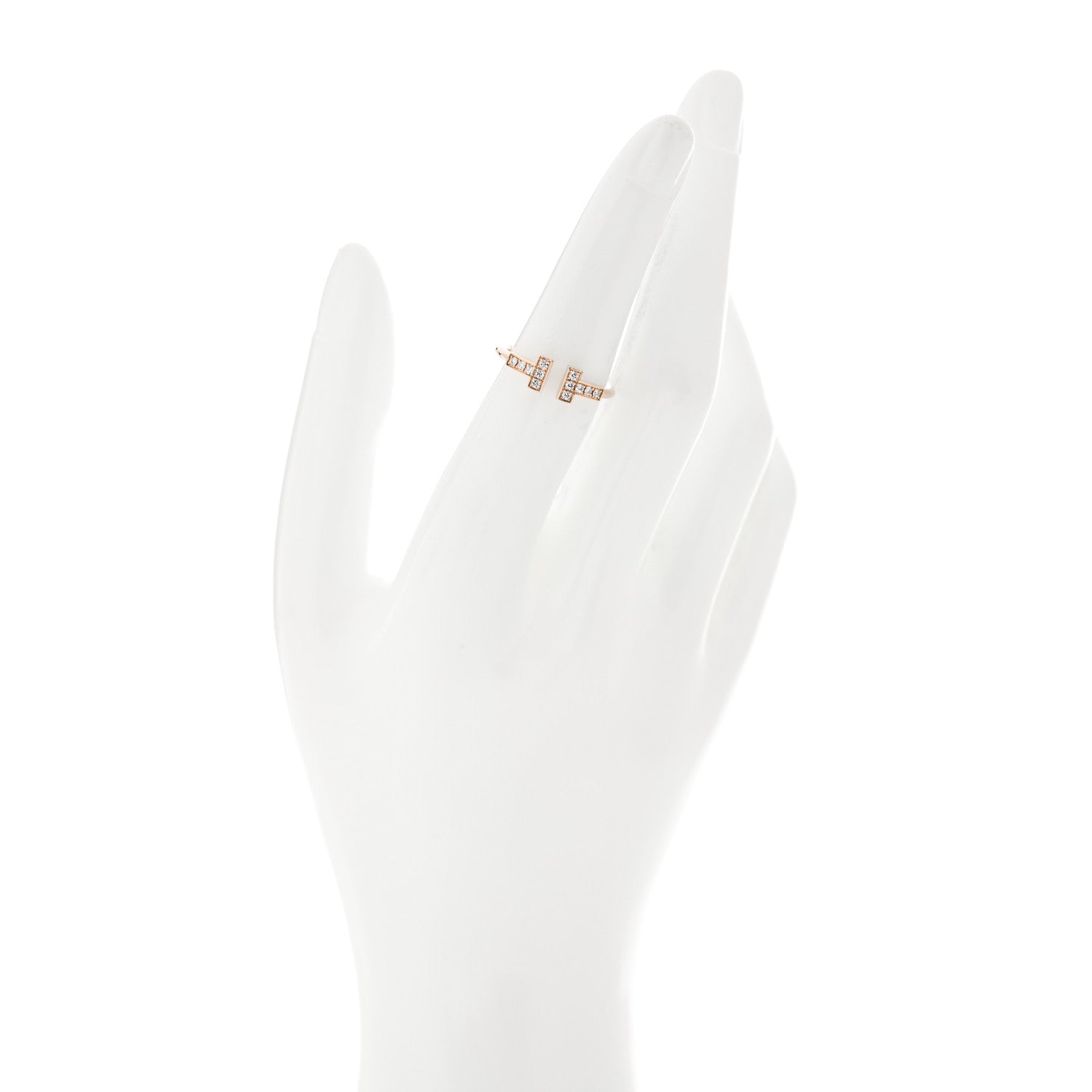 Tiffany 18K Rose Gold Diamond T Wire Ring 52 6 2 of 6