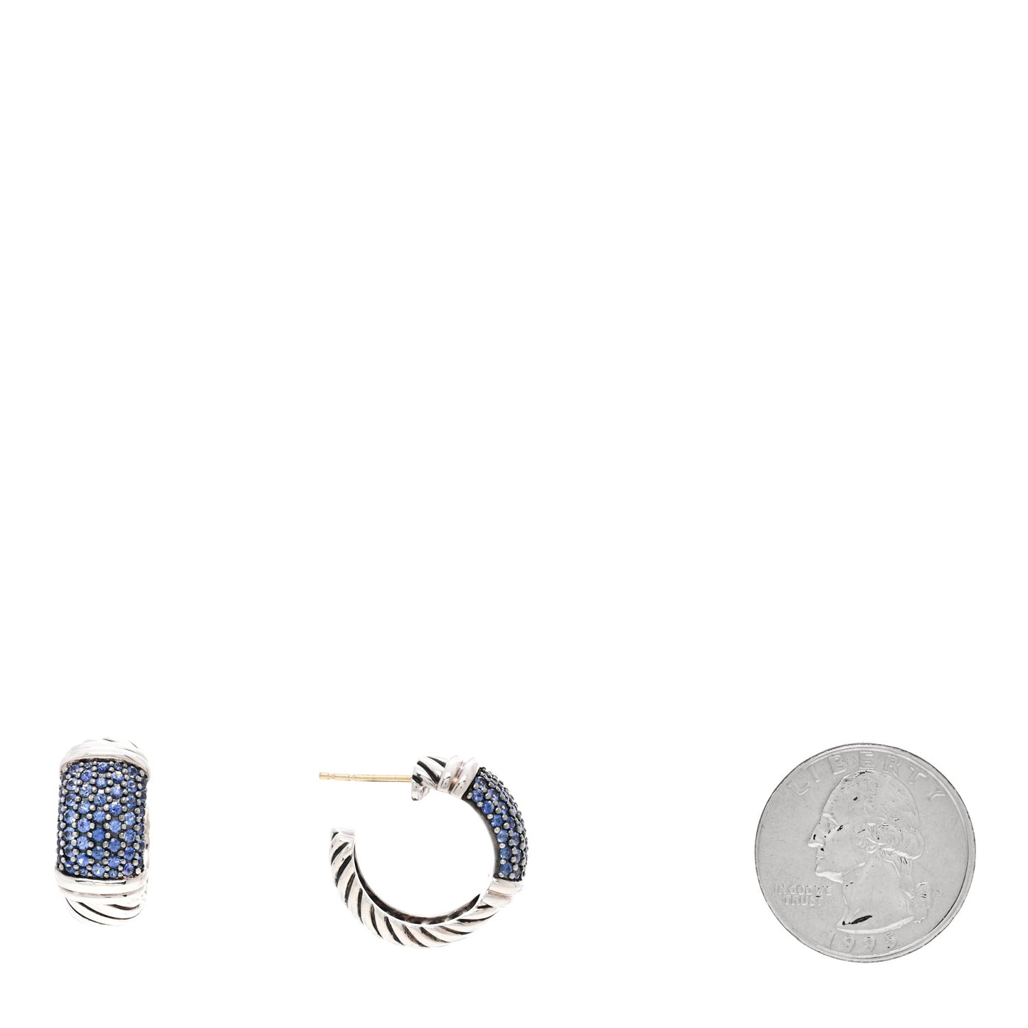 Sterling Silver Blue Sapphire Metro Hoop Earrings