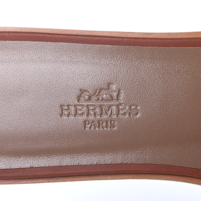 Hermes Box Calfskin Oran Sandals 37 Gold 8 of 13