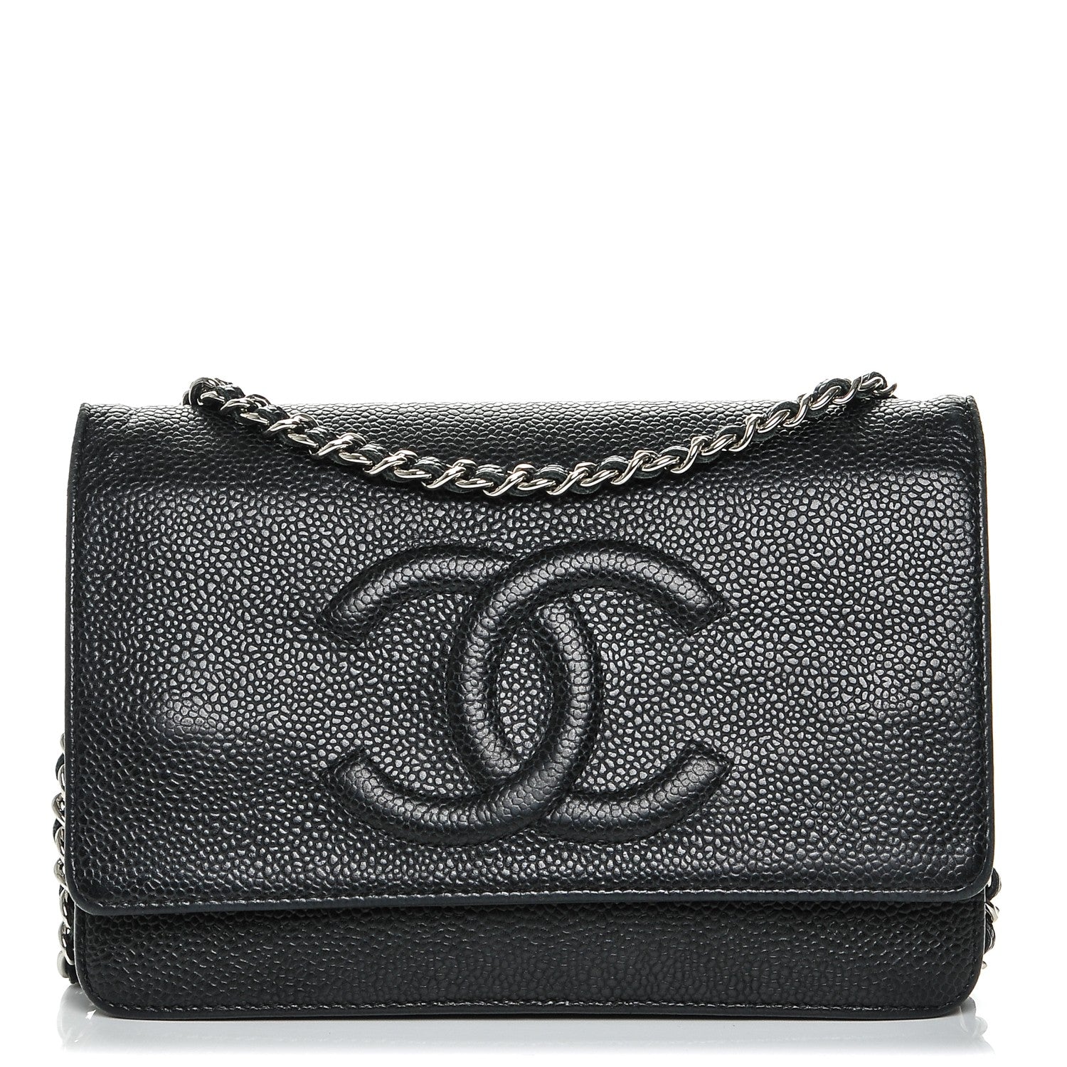 Chanel Caviar Timeless CC Wallet On Chain WOC Black 1 of 8
