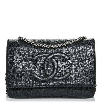 Chanel Caviar Timeless CC Wallet On Chain WOC Black 1 of 8