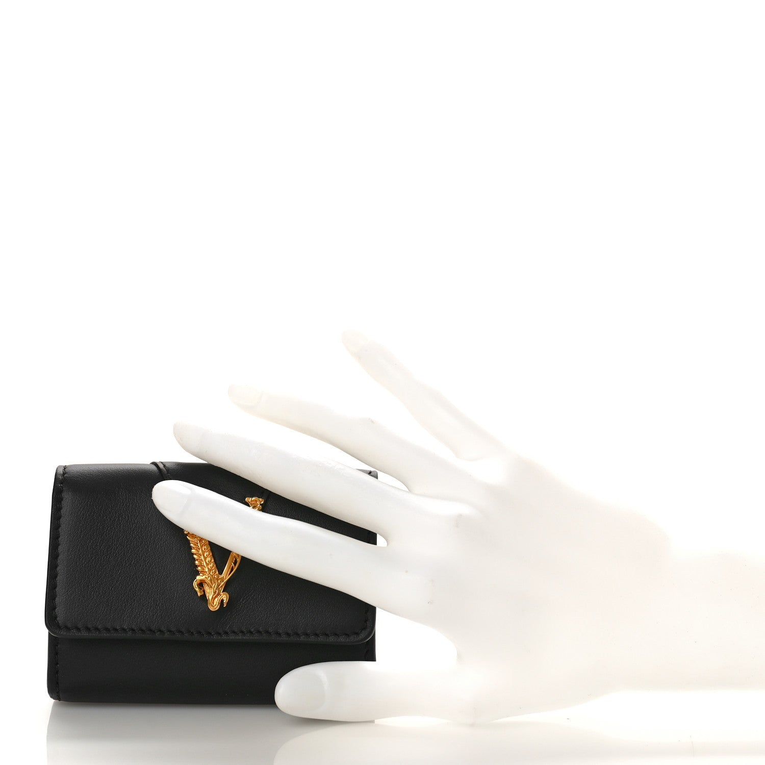 Versace Vitello Virtus Card Case Wallet Black 2 of 8