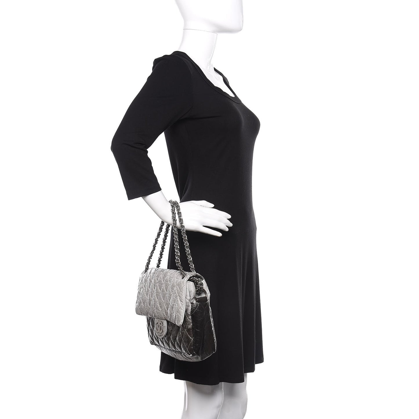 Vinyl Quilted Jumbo Melrose Degrade Flap Black