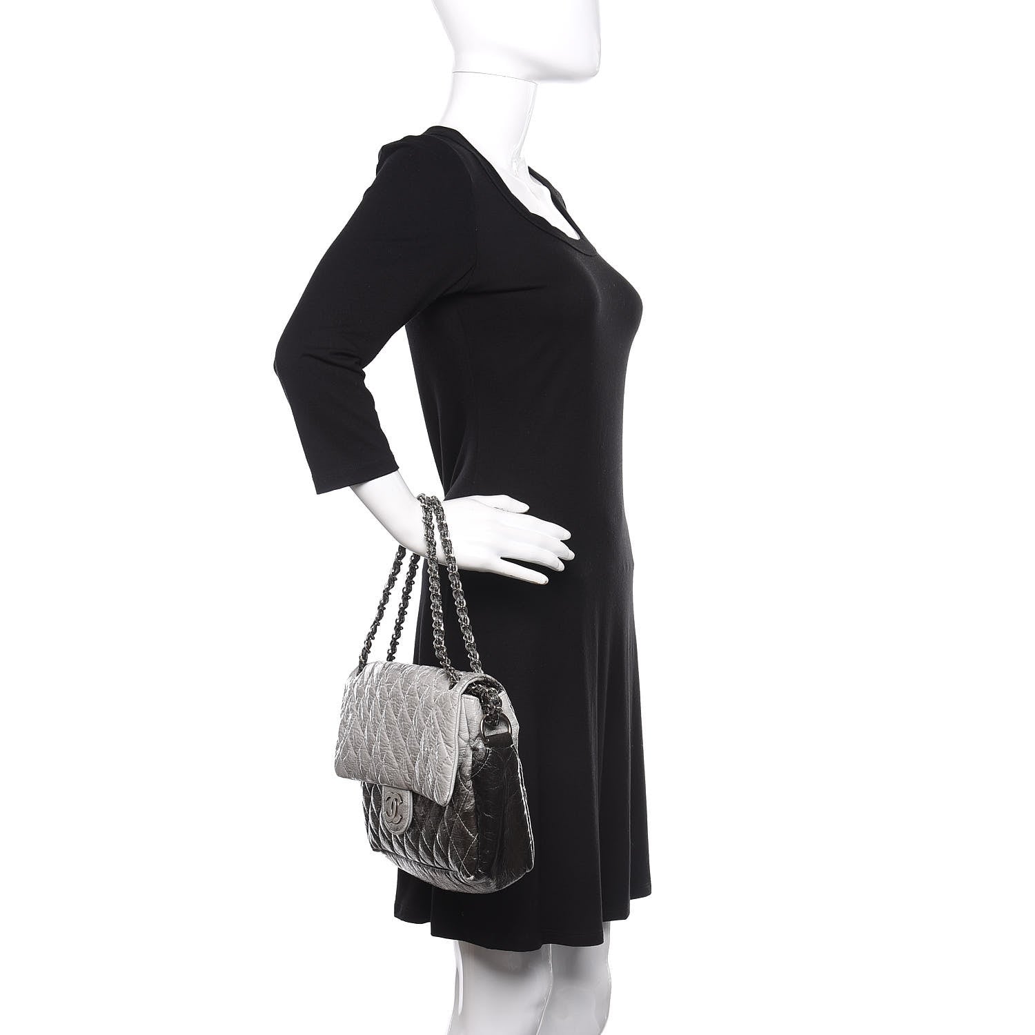 Chanel Vinyl Quilted Jumbo Melrose Degrade Flap Black 2 of 15
