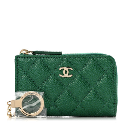 Chanel Iridescent Caviar Quilted Zipped Key Holder Case Green 1 of 8