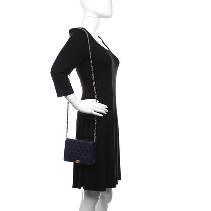 Chanel Lambskin Quilted Boy Wallet On Chain WOC Navy Blue 2 of 13