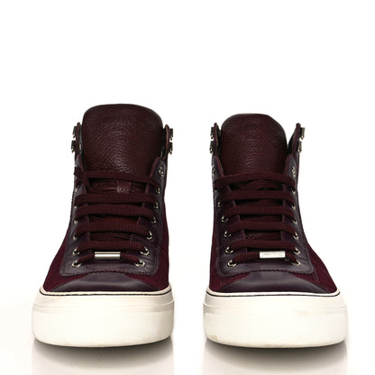 Jimmy Choo Calfskin Suede Mens High Top Sneaker 42 Dark Red 2 of 7