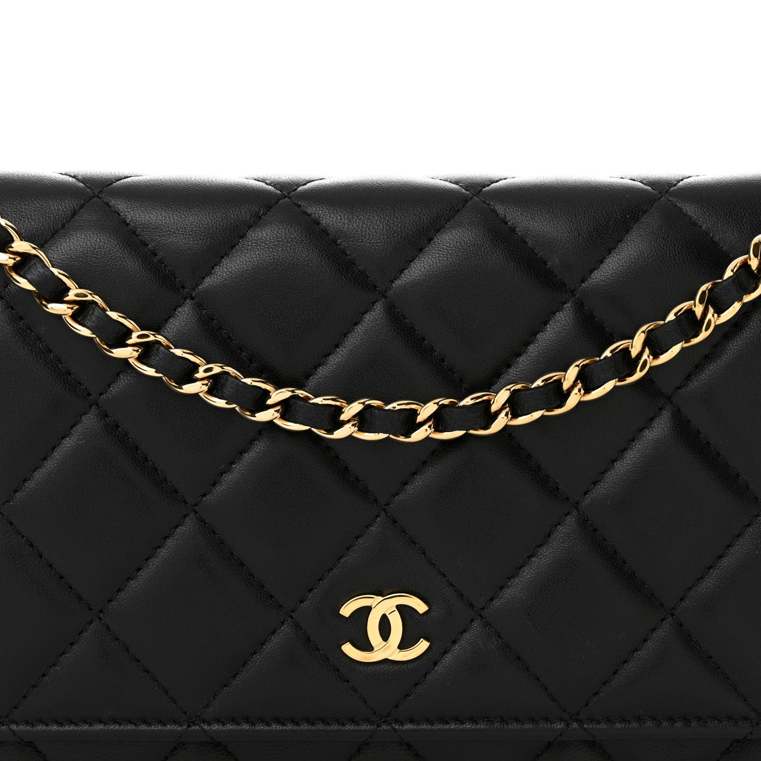 Chanel Lambskin Quilted Wallet On Chain WOC Black 9 of 12
