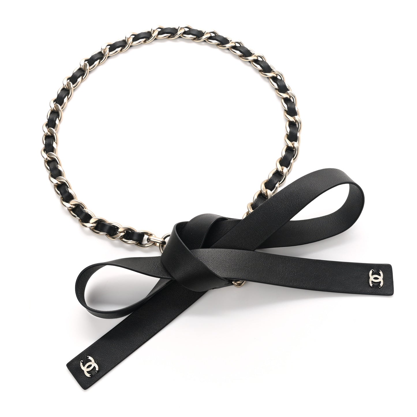 Lambskin Chain Belt XS Black Gold