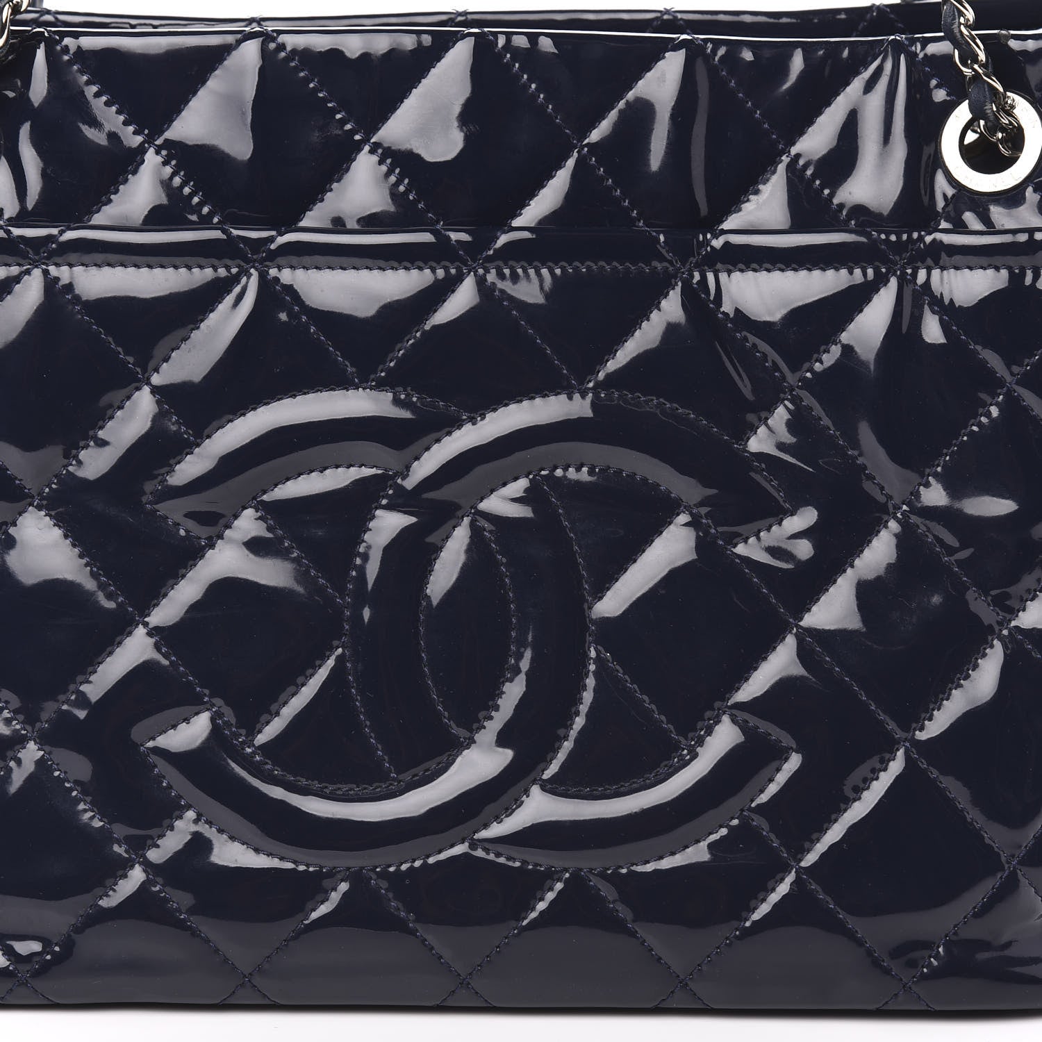 Chanel Patent Quilted Timeless CC Soft Tote Navy 11 of 11