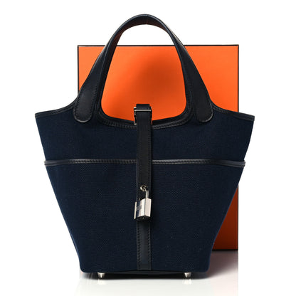 Hermes Toile Goeland Swift Cargo Picotin Lock 18 Bleu Marine 10 of 10