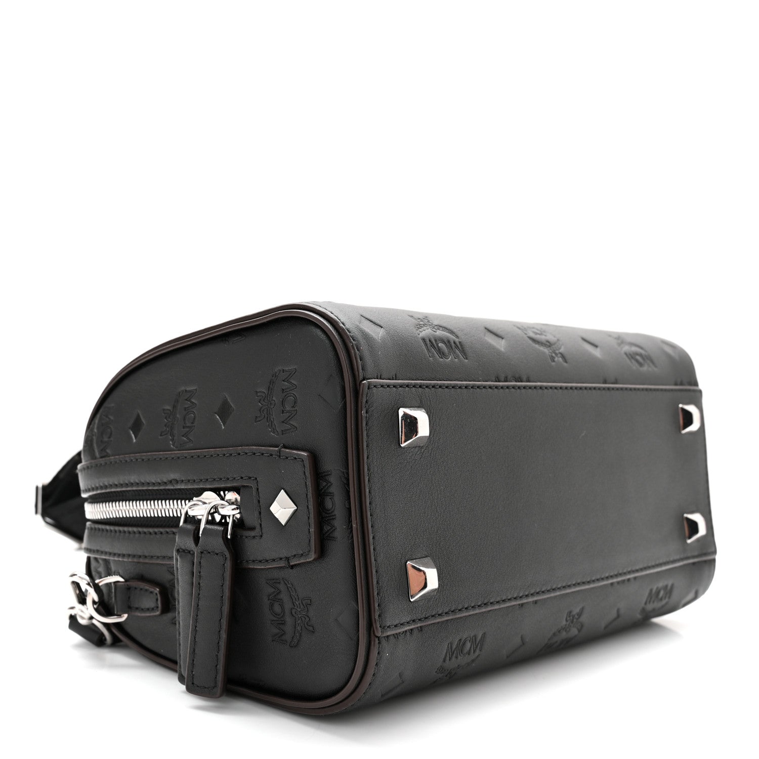 MCM Calfskin Ottomar Monogram Essential Boston Bag Black 4 of 10