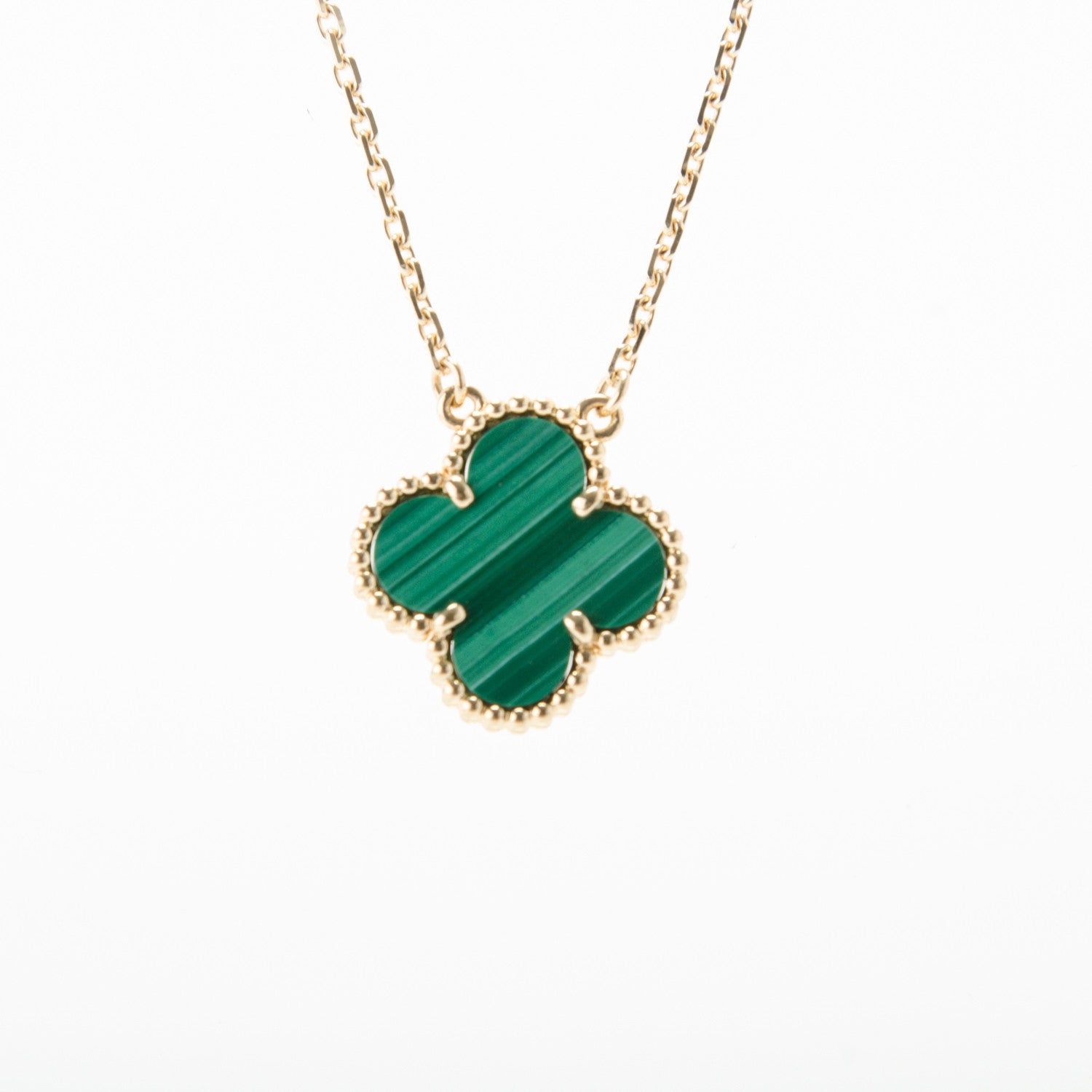 Van Cleef & Arpels 18K Yellow Gold Malachite Vintage Alhambra Pendant Necklace 3 of 5