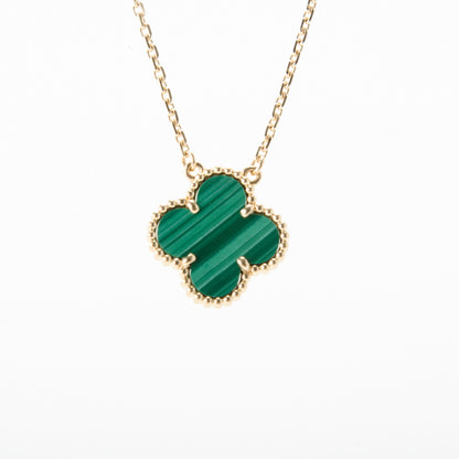 Van Cleef & Arpels 18K Yellow Gold Malachite Vintage Alhambra Pendant Necklace 3 of 5
