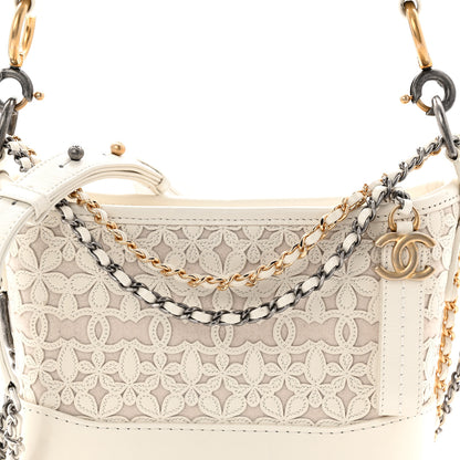 Chanel Calfskin Wool Felt Embossed Small Gabrielle Logo Hobo White 8 of 10