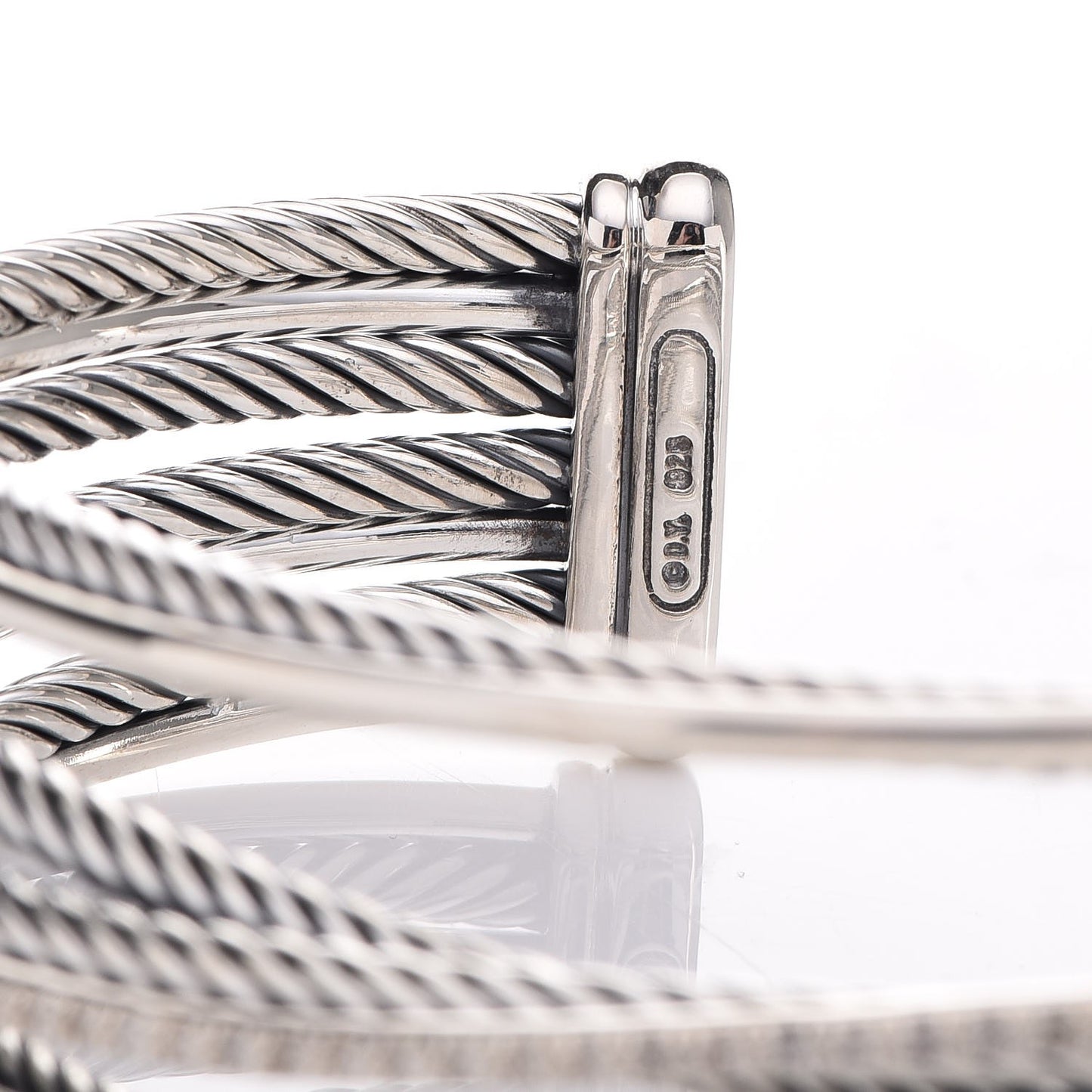 Sterling Silver Diamond Crossover Four Row Cuff Bracelet