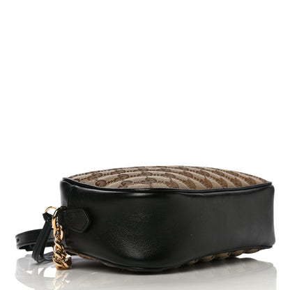 Gucci Monogram Matelasse Diagonal Small GG Marmont Chain Shoulder Bag Beige Black 4 of 12
