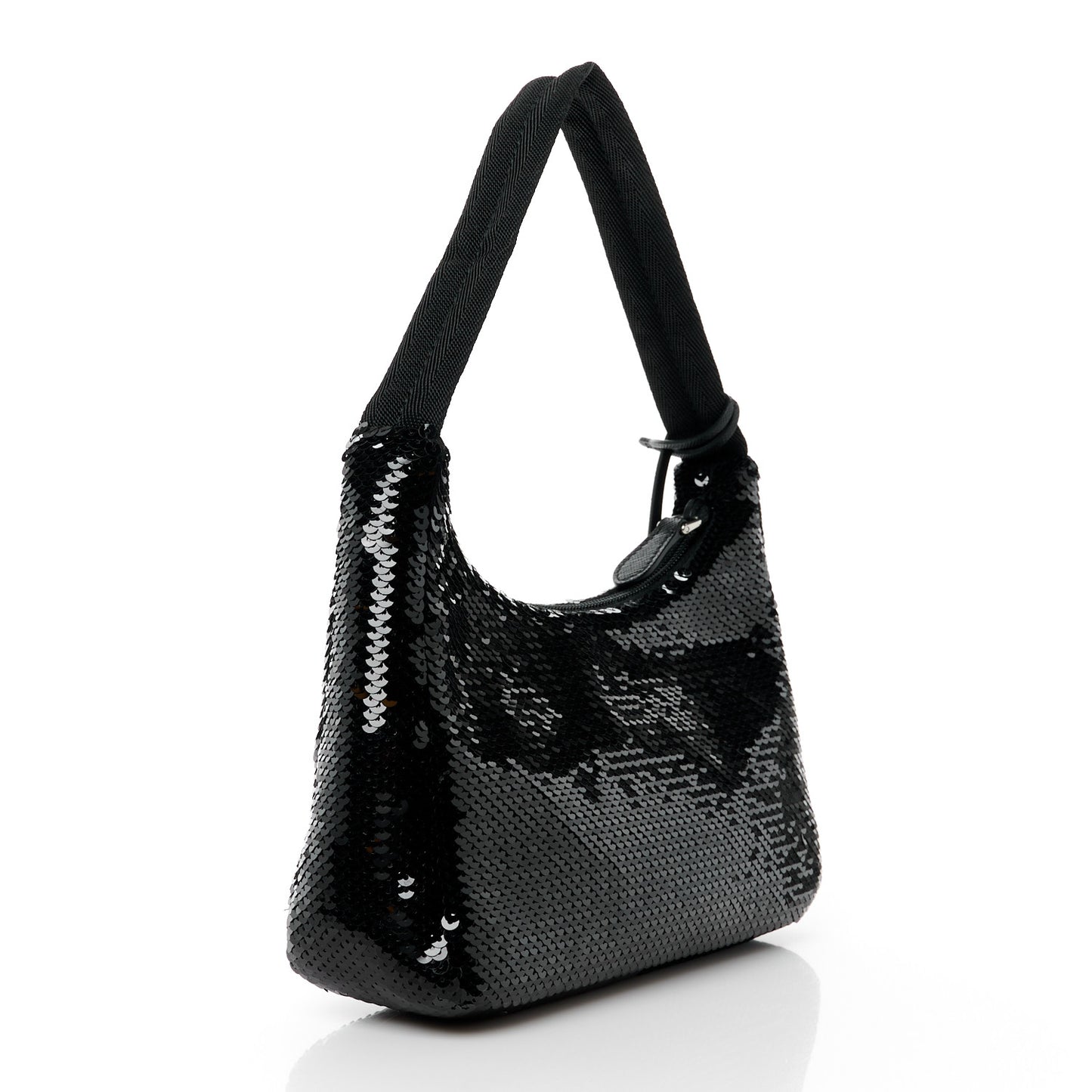 Paillettes Sequin Mini Re-Edition 2000 Bag Black White