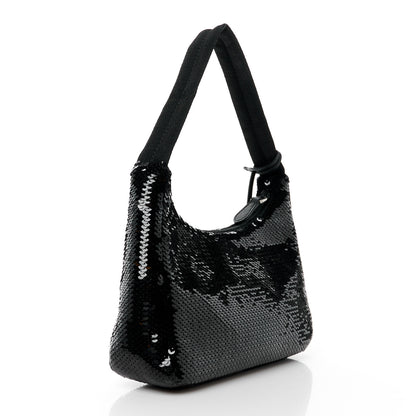 Prada Paillettes Sequin Mini Re-Edition 2000 Bag Black White 3 of 11