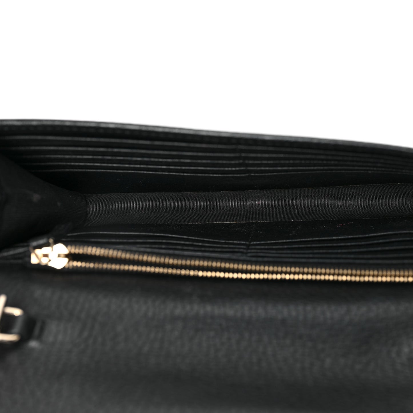 Dollar Calfskin Interlocking G Chain Wallet Black