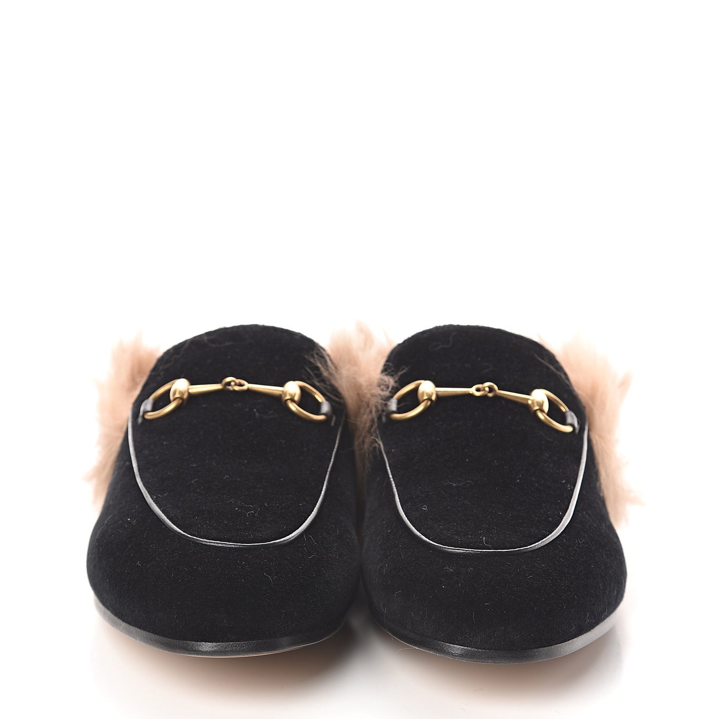 Velvet Fur Womens Princetown Slippers 39 Black
