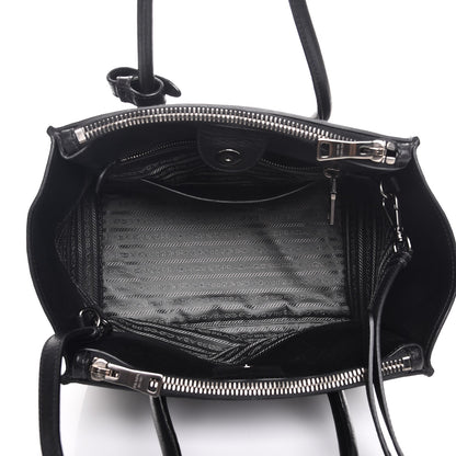 Prada Glace Calf Small Twin Pocket Tote Nero Black 6 of 12