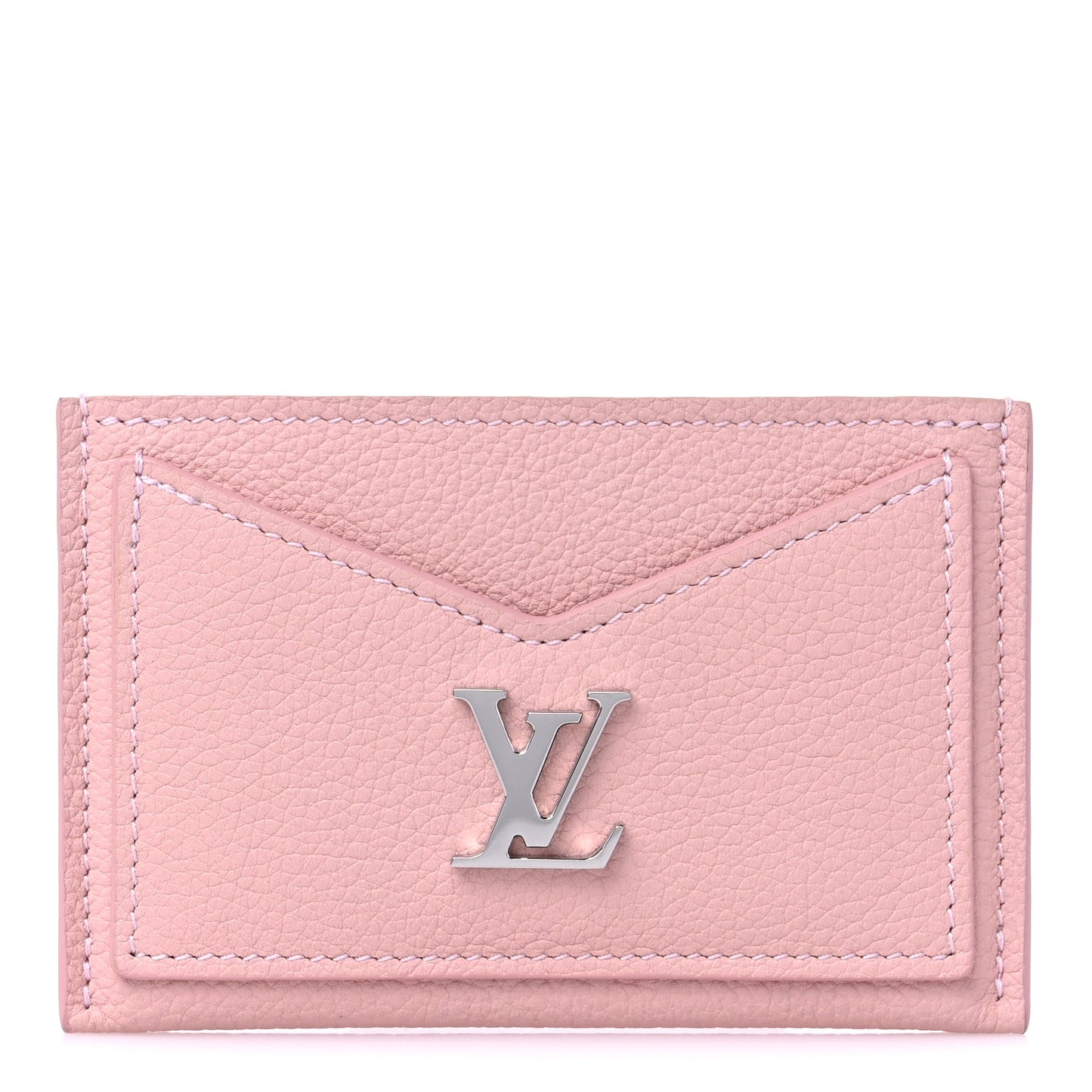 Calfskin Lockme Card Holder Rose Ballerine