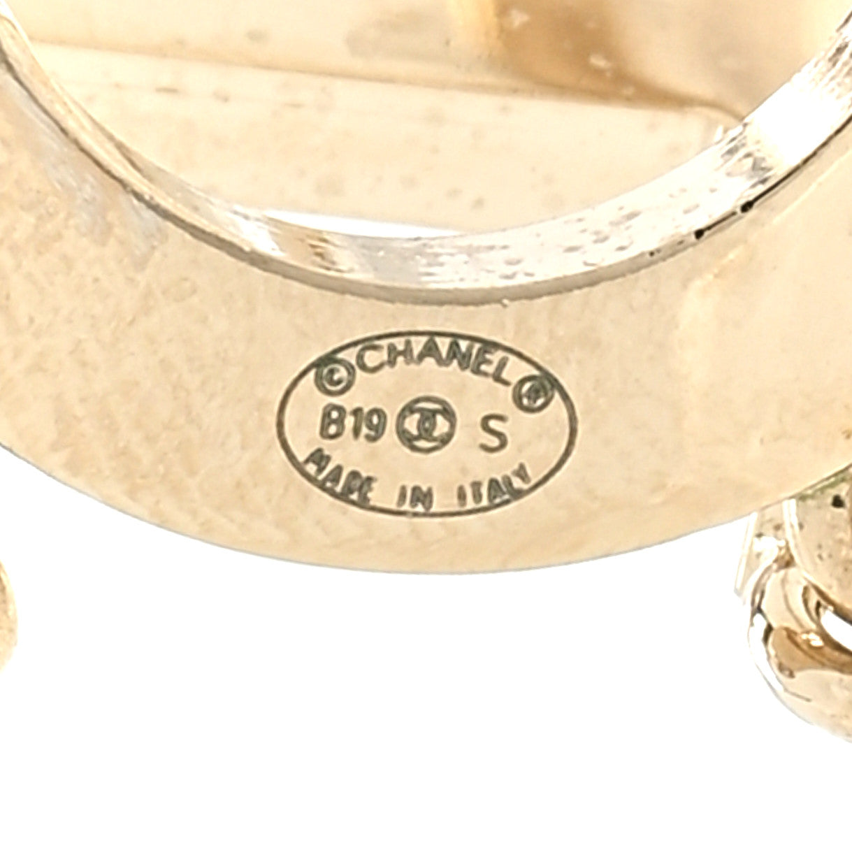 Metal Cha-Nel Logo Drop Earrings Gold