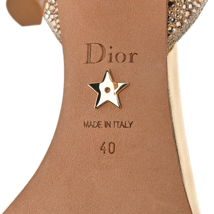 Christian Dior Laminated Calfskin Crystal Embroidered Dway 100mm Sandals 40 Gold 8 of 9