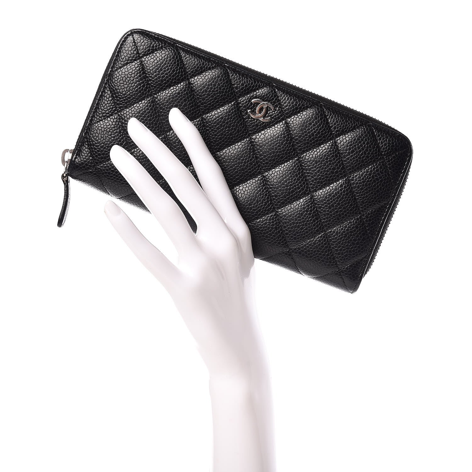 Chanel Caviar Quilted Large Gusset Zip Around Wallet Black 2 of 11