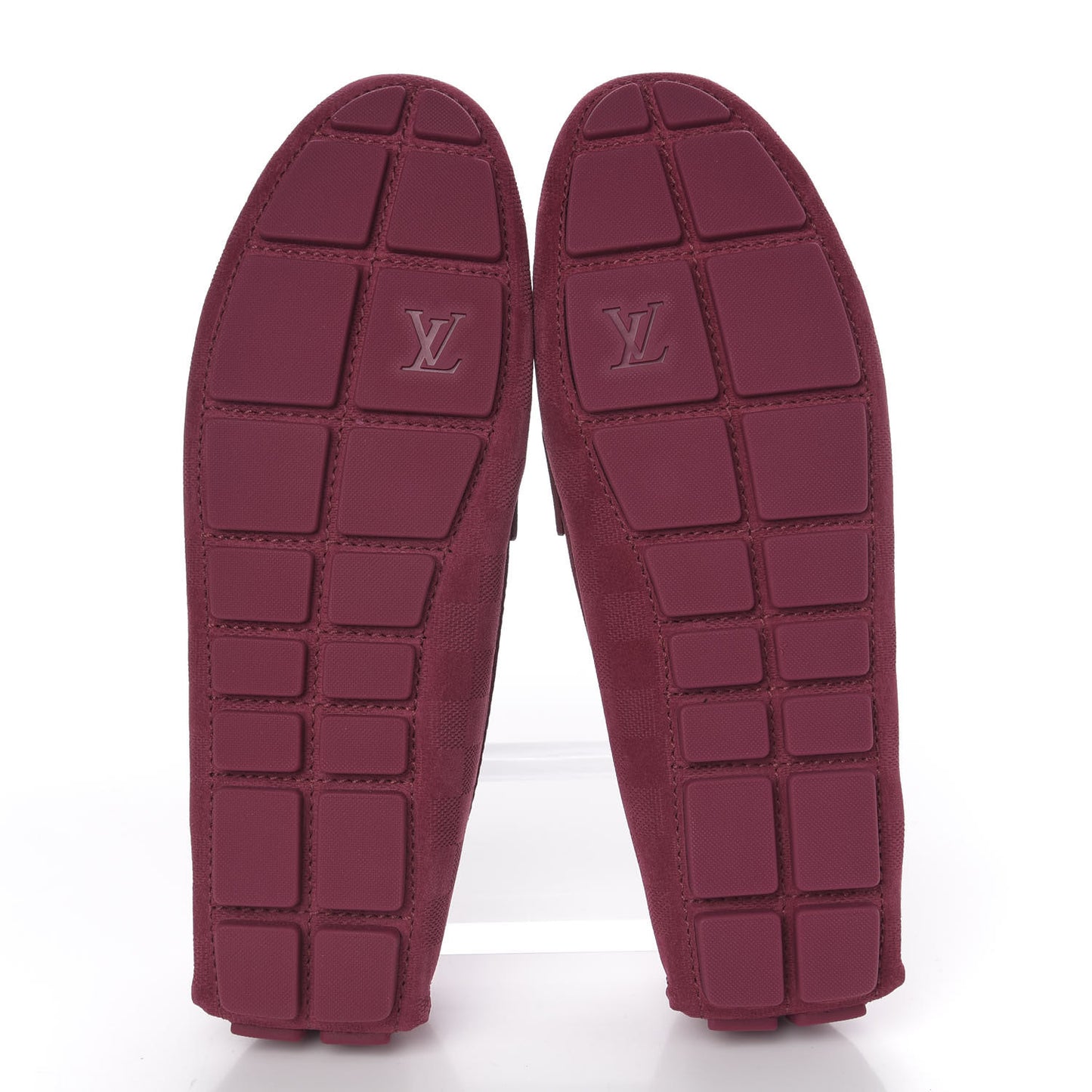 Suede Damier Shade Moccasin Loafers 9.5 Framboise